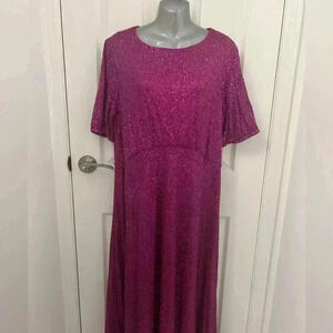 Fully sequinned  fuschia pink evening dress, plus size